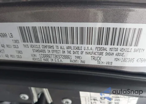 2019 Ram 1500 Classic Slt 4X2 6'4 Box from USA, damaged, VIN 1C6RR6TT2KS728861